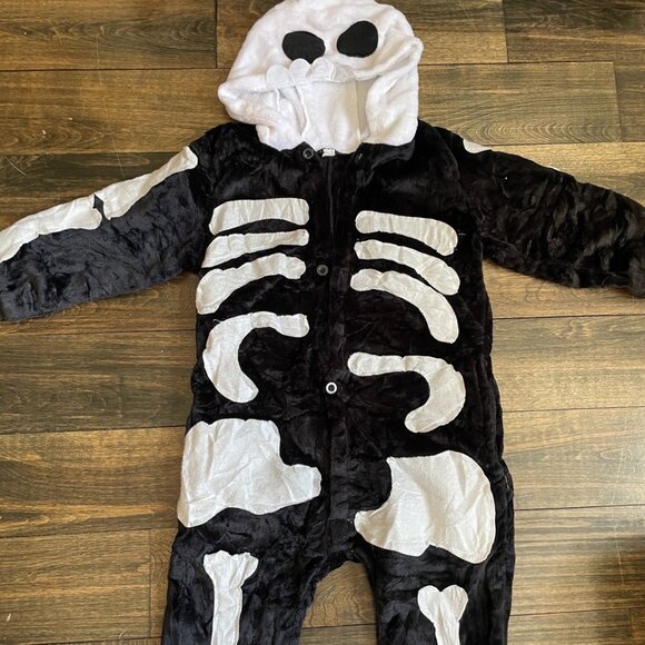 Children's Plush Skeleton Jumpsuit Costume - Picture 2 of 15